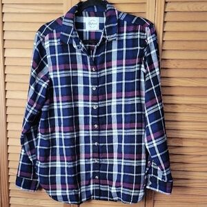 JACHS Girlfriend Women’s Plaid Flannel Button Down  Long Sleeve Shirt Size M